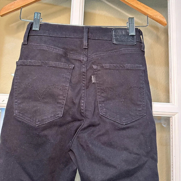 LEVI'S PREMIUM Stretch Straight Leg Raw Hem Black Denim Jeans - 25 - Picture 8 of 11